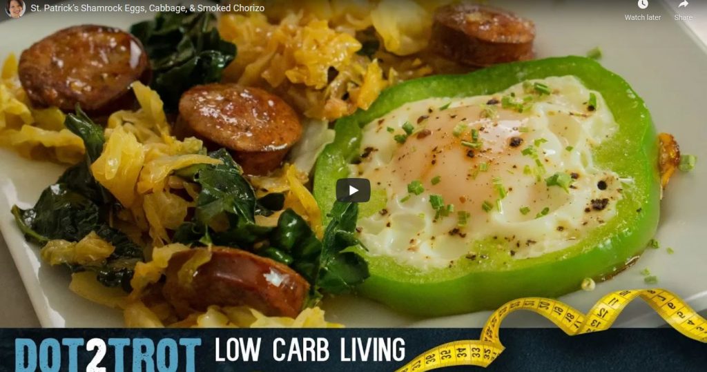 Dot2Trots St. Patrick's Shamrock Eggs, Cabbage, & Smoked Chorizo