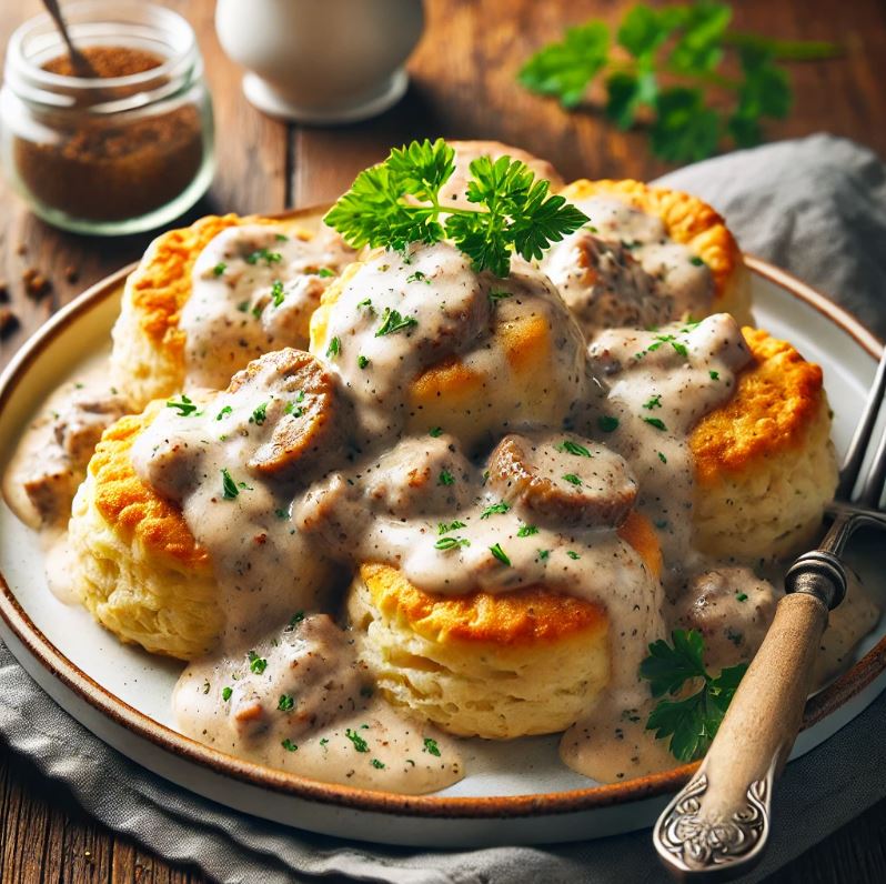 Keto Biscuits and Sausage Gravy